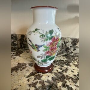 Vintage hand painted vase floral ceramic eggshell chinoiserie Homedecor